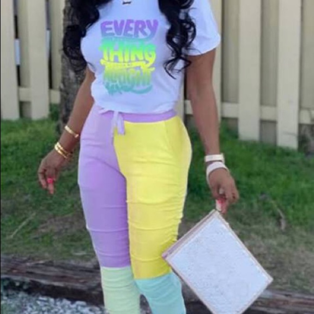 Lovely Trendy Letter Two-Piece Pants Set